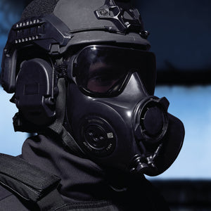Law enforcement officer wearing an Avon Protection FM54